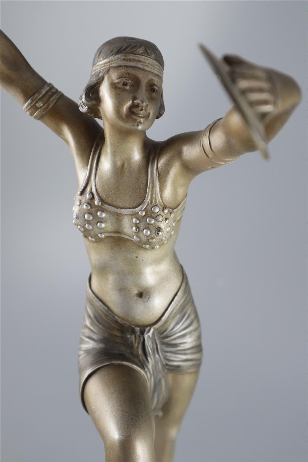 Henri Fugère (French, 1872 ~ 1944) - an Art Deco patinated bronze figure of a cymbals dancer, height 21.5in.